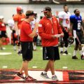 Mark Hudspeth and Marquase Lovings exchange words during a 2014 practice at Louisiana Lafayette | THE DAILY ADVERTISER