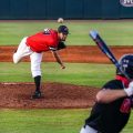 Hayden Josephson hurls a pitch in the Red and Black World Series. ERIC ELLIOT | APSU SPORTS INFORMATION